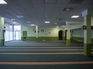 The prayer room of the Islamic Cultural Center of Quebec is pictured in Quebec City on January 12, 2018, where at 7:55 p.m. Sunday, January 29, 2017, with a rifle in hand, a young man entered and opened fire on 40 men and four children. Six people were killed and aother five injured. 
(Alice Chiche / AFP)
