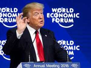 U.S. President Donald Trump delivers a speech during the World Economic Forum (WEF) annual meeting on January 26, 2018 in Davos, eastern Switzerland. 
(Fabrice COFFRINI / AFP)