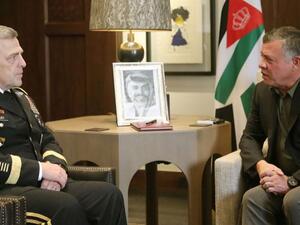 King Abdullah, Supreme Commander of the Jordan Armed Forces-Arab Army, holds talks with US Army Chief of Staff Gen. Mark Milley . (Jordan Times)