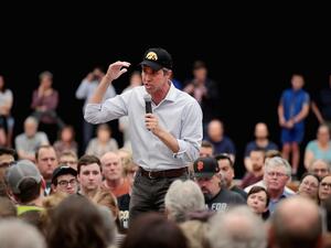 Democratic presidential candidate Beto O'Rourke speaks during a campaign rally at the University of Iowa on April 07, 2019 in Iowa City, Iowa. (Scott Olson/Getty Images/AFP)