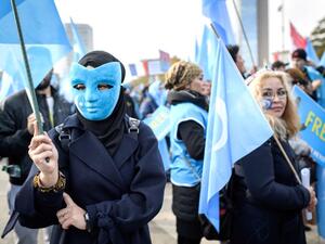 Uighurs demonstrate against China outside of the United Nations (UN) offices during the Universal Periodic Review of China by the UN Human Rights Council in Geneva on Tuesday. ( AFP/ File)
