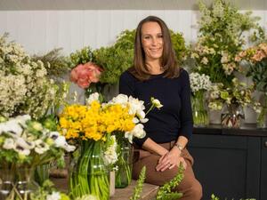 Florist Philippa Craddock poses for a photograph in her studio in London on March 29, 2018. (Source: AFP)