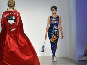 Ludovica Virga will her signature, playful collection at the last day of Arab Fashion Week in Riyadh on Saturday. (Source: AFP)