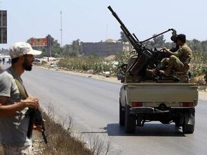 Libyan security forces patrol on August 23, 2018 near the site of an attack on a checkpoint in the city of Zliten. (AFP/File)