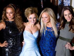 The band, minus pop star-turned-fashion designer Victoria Beckham, released details of a comeback tour, which will see them play Wembley Stadium, Britain’s biggest venue. (Source: AFP)