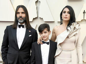 Khaled Mouzanar, Zain Al Rafeea, and Nadine Labaki at the Oscars. (Source: AFP)
