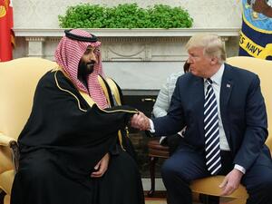 Both leaders stressed the strength and potential of Saudi-US ties before sitting down for talks with their officials. (Mandel Ngan / AFP)