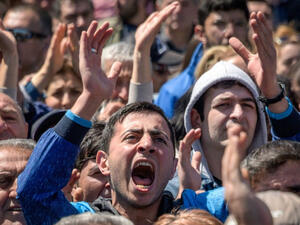 Armenians during an opposition rally in central Yerevan, the Armenian capital. (AFP/File Photo)	