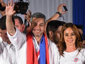 Paraguay's new president Mario Abdo Benitez at Partido Colorado headquarters. (AFP/ File)