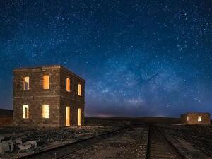 Stations along the Hijaz Railway can be seen at night. Photographer Bashar Tabbah’s recent exhibition set out to explore Jordan’s historical sites through night photography. (Photo courtesy of Bashar Tabbah)