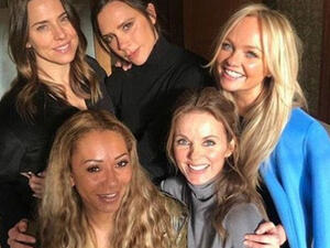 Reunited and it feels so good: Victoria recently excited fans, when she shared a snap of herself with Mel C and their fellow Spice Girls (L-R) Mel B, Geri Horner and Emma Bunton (Source: Victoria Beckham - Instagram)