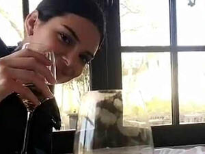 Cheers: Kendall Jenner, 22, continued her adventure around France's Château de Chambord as she sipped on the palace's white wine during her stay on Tuesday (Source: Jen Atkin - Snapchat)