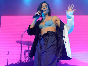 Sing it! As her fourth headlining tour hit the Olympia Theatre in Dublin on Monday night, Dua Lipa wowed in a barely-there ensemble for the energetic performance (Source: REX - Shutterstock)