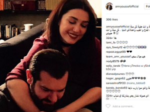 عمرو يوسف يحتفل بعيد ميلاد كندة الأول بعد زواجهما