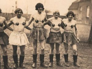 Use what you've got: Five German Nazi soldiers appears to have gotten creative in obtaining costumes, as well as wigs and underskirts, they have made their own bras  (dailymail.co.uk)