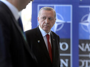 Recep Erdogan at a NATO conference (AFP/FILE)