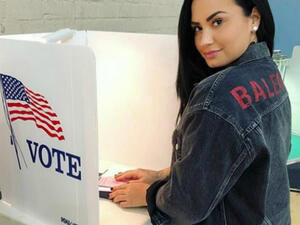 Vote! In her first Instagram post since completing her rehab stint, the pop star showed herself voting in the US midterm elections (Source: Demi Lovato - Instagram)