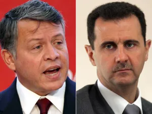 Jordan's King Abdullah (L) and Syrian President Bashar al-Assad. AFP/File Photo)