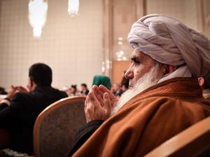 Participants attend the opening of the two-day talks of the Taliban and Afghan opposition representatives at the President Hotel in Moscow on February 5, 2019. 
Yuri KADOBNOV / AFP