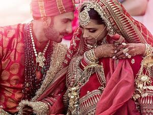Ranveer and Deepika kept the media out of the wedding and shared just two pictures (seen) with their fans on Twitter (AFP)