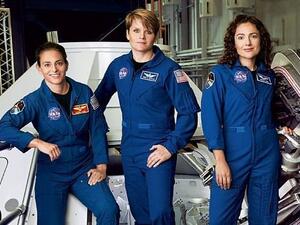 Anne McClain, Nicole Aunapu Mann, Christina Hammock Koch and Jessica Meir are training to become the first NASA astronauts to walk on Mars (Twitter)