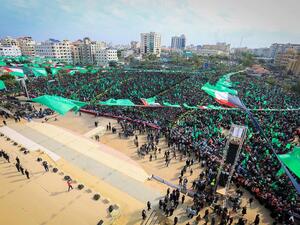 Hamas celebrates its 31st anniversary in the territory of the battalion in Gaza City (Twitter)