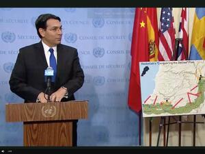 Israel's UN ambassador Danny Danon tables session to discuss claimed cross-border Hizbollah tunnels.(Twitter)