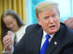 US President Donald Trump speaks during a meeting with Chinese Vice Premier Liu He in the Oval Office of the White House in Washington, DC, on February 22, 2019. Just a week remains to avoid a sharp increase in US duty rates on more than $200 billion in Chinese exports -- though Trump has suggested he could extend the March 1 deadline. (AFP)