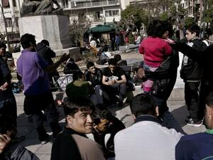 Afghan refugees camp out in Victoria Square in Athens, Greece. (AFP/Angelos Tzortzinis)