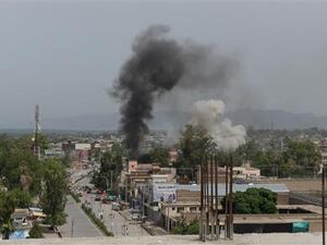 Smoke rising from a building during an ongoing attack by Taliban forces at a government building in Jalalabad, Afghanistan. (AFP/ File Photo)