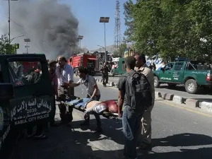 A victim is carried away on a stretcher at the site of the bombing. (AFP/ file Photo)