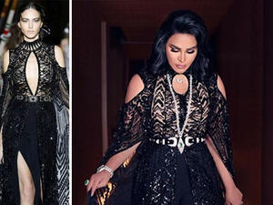 Ahlam asked for some changes in a dress designed by Zuhair Murad specially in the chest and leg areas. 