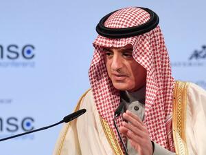 Saudi Arabia’s foreign minister Adel bin Ahmed Al-Jubeir gives a speech during the Munich Security Conference on February 18, 2018 in Munich, southern Germany. (AFP)