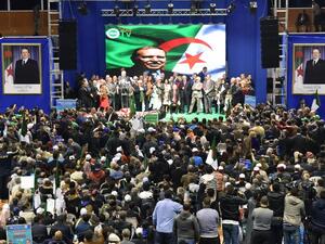 Members of the Algerian National Liberation Front (FLN) gather at a party conference in the capital Algiers on April 28, 2017. (AFP/Ryad Kramdi)