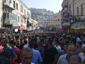 Thousands attended the funeral of Ahman Halaweh who was beaten to death by Palestinian security officers. (Twitter) 