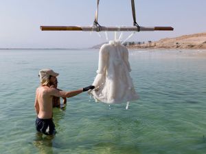 The dress is part of an eight part photography series by Israeli artist Sigalit Landau. (Twitter) 