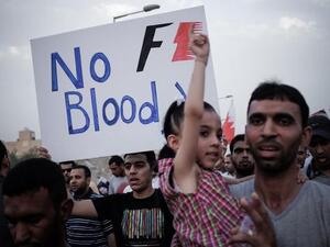 Protestors in Bahrain attend a demonstration ahead of the Bahrain F1 Grand Prix (AFP/ Mohammed Al-Sheikh)