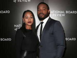 Filmmaker Ryan Coogler pictured here with his wife Zinzi Evans. Coogler thanked fans on social media for the success of his film "Black Panther." (Source: Debby Wong - Shutterstock)