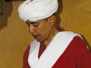 For all the doubters, Obama comes out of the linen closet as a Muslim. 