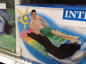 A box for a pool toy has been censored in order to be sold in Saudi Arabia. (Sex and Beyond: Saudi Arabia)