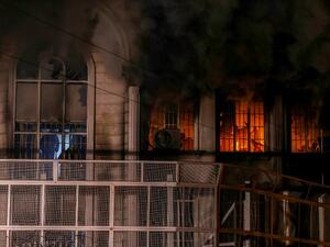 After protesters set fire to the Saudi embassy in Tehran, Saudi embassies in other Shia-heavy countries are tightening security. (AFP/Mohammadreza Nadimi)