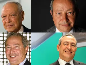 Clockwise from left, Onsi Sawiris and his sons Naguib, Nassef and Samih. (AFP/composite) 