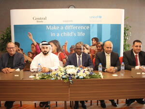 Ammar Kanaan, Group General Manager of Central Hotels; Abdulla AlAbdulla, Chief Operating
Officer of Central Hotels; ElTayeb Adam, UNICEF’s GAO Representative; Mohamed Hassan, General
Manager of Royal Central Hotel The Palm; Shady Dawad, General Manager of Canal Central
Hotel Business Bay