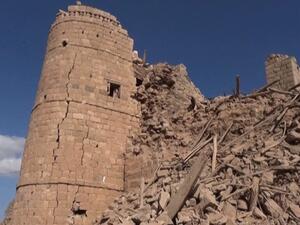 Destruction in Kawkaban, Yemen. (Twitter)