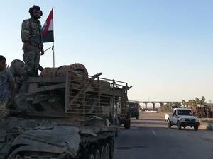 Syrian Arab Army at Syrian - Jordan Nasib Border crossing (Twitter)