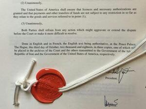 International Court of Justice issues interim order to the #US to lift #Iran sanctions linked to humanitarian aids (Twitter)