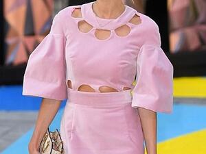 Donna Air arrives party in a glamours pink dress. (Shutterstock/ File Photo)