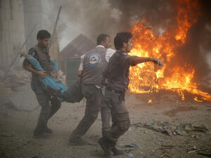 The aftermath of an airstrike on Douma, Syria (AFP/File)