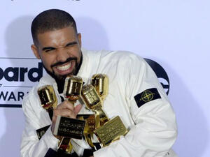 The rapper has filmed a video for his recently-released God's Plan album at Miami Senior High.
 (Source: Jim Ruymen/UPI)