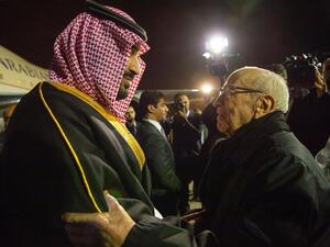 Saudi Arabia’s Crown Prince Mohammed bin Salman meets with #Tunisia's President Beji Caid Essebsi (Twitter)